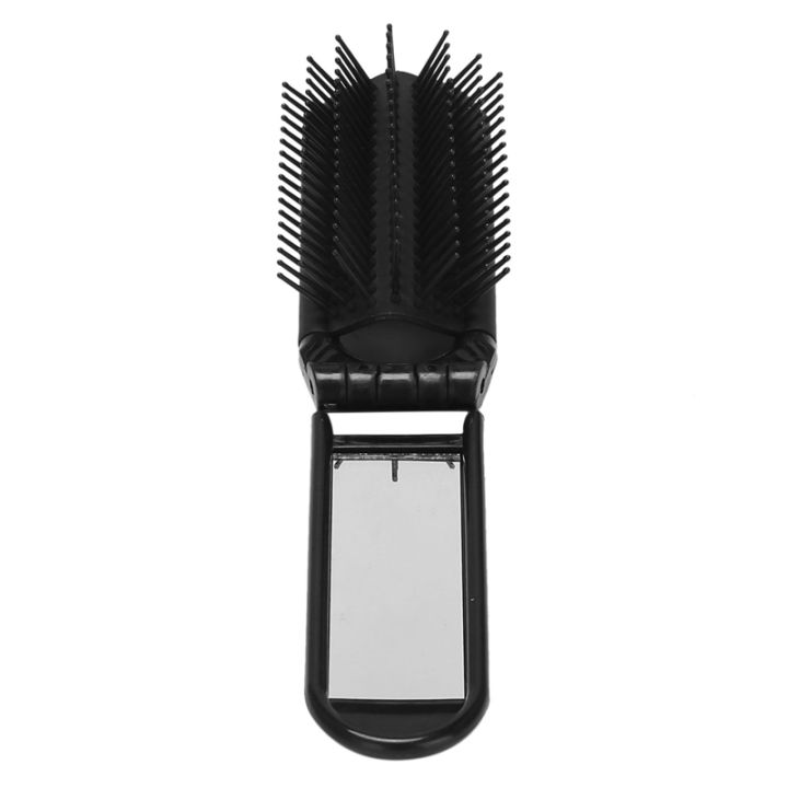 5x-portable-travel-folding-hair-brush-with-mirror-compact-pocket-size-comb-black