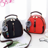 Gusure Women Crossbody Bag with Hairy Ball Shoulder Bag Small Handle Girls Bags Fashion Zipper Design PU Leather Purse