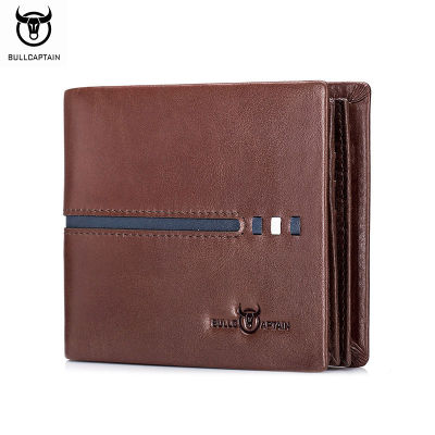TOP☆BULLCAPTAIN cowhide wallet mens business multifunctional RFID anti-theft brush Trifold leather wallet