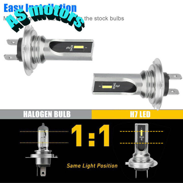 2ชิ้นหลอดไฟไฟหน้ารถมอเตอร์ไซค์แบบ-led-สูงต่ำ-h7-80w-6000k-dc12-24v-360องศาให้แสงสว่างไฟตัดหมอกหลอดไฟ