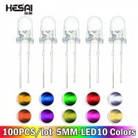 ♚ 100pcs/lot F5 5MM 10 colors Round Green/Yellow/Blue/White/Red/Warm White/Orange/Purple/Pink/Yellow Green LED Light Diode Kit