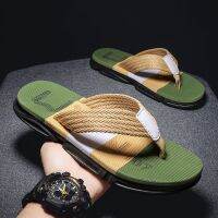 【CC】☃﹊  2023 New Youth Men Fashion Colorblock Beach Non-Slip Flip Flops Breathable Toe Sandals