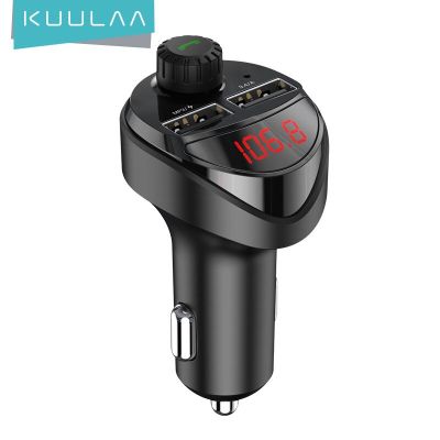 【ยืดหยุ่น】 KUULAA Car Charger เครื่องส่งสัญญาณ FM บลูทูธเครื่องเสียงรถยนต์เครื่องเล่น MP3 TF Card Car Kit 3.4A Dual USB Car Phone Charger สำหรับ Xiaomi Mi