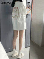เสื้อมีตัวอักษรคนรักแมวน่ารักแฟชั่นแนวเกาหลี Xiaozhainv แขนสั้นสำหรับผู้หญิง