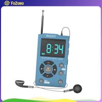 FoZueo AM/FM Radio พร้อมหูฟังเครื่องเล่นวิทยุแบบพกพาสะดวก Walkman Radio สำหรับยิมท่องเที่ยวเดินป่า