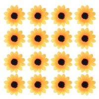 100 Pcs Artificial Sunflower Little Daisy Gerbera Flower Heads for Wedding Party Decor (Yellow&amp;Coffee)