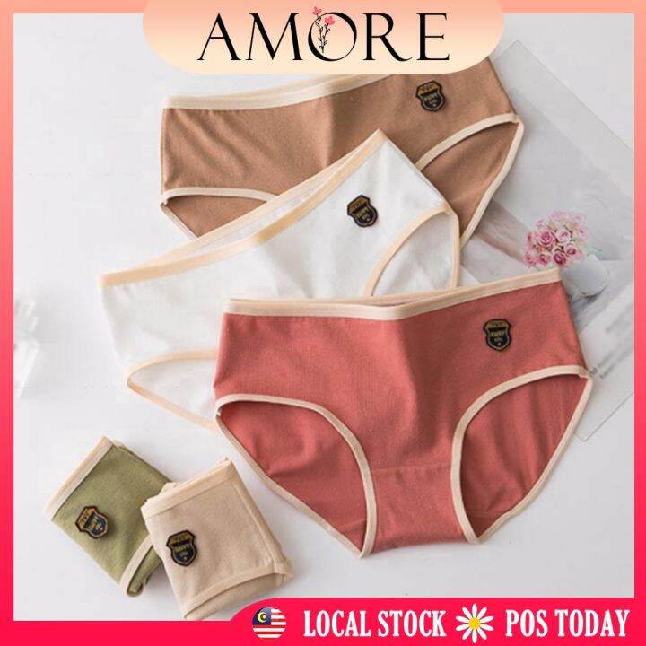 m-2xl-28-40-r-style-badge-design-seluar-dalam-wanita-lovely-mid-waist-plain-colour-cotton-women-panties-underwear