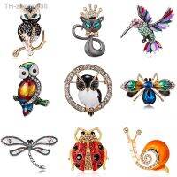 Fashion Rhinestone Brooch Crystal Enamel Cute Cat Owl Birds Animal Brooch Women Clothing Buckles Pins High Quality Accessories