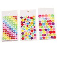 6Sheets DIY Colorful Dots Stars Hearts Shape Diary Notebook Decor Stickers for Students Kids Girls Book Photo Album Decorations