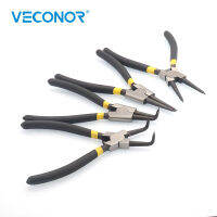 4PCS 7 Inch Circlip Pliers Internal External Curved Straight Tip Multifunctional Hand Tools