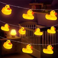 10/20 LED Yellow Duck String Lights Battery Powered Cute Animal Duck Shape Garland light for Xmas Holiday Wall Window Decorative