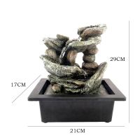 6 Styles Tabletop Water Fountain With LED Lights Stacked Rocks Indoor Waterfall Feature Quiet Relaxing Water Sound Home Decor