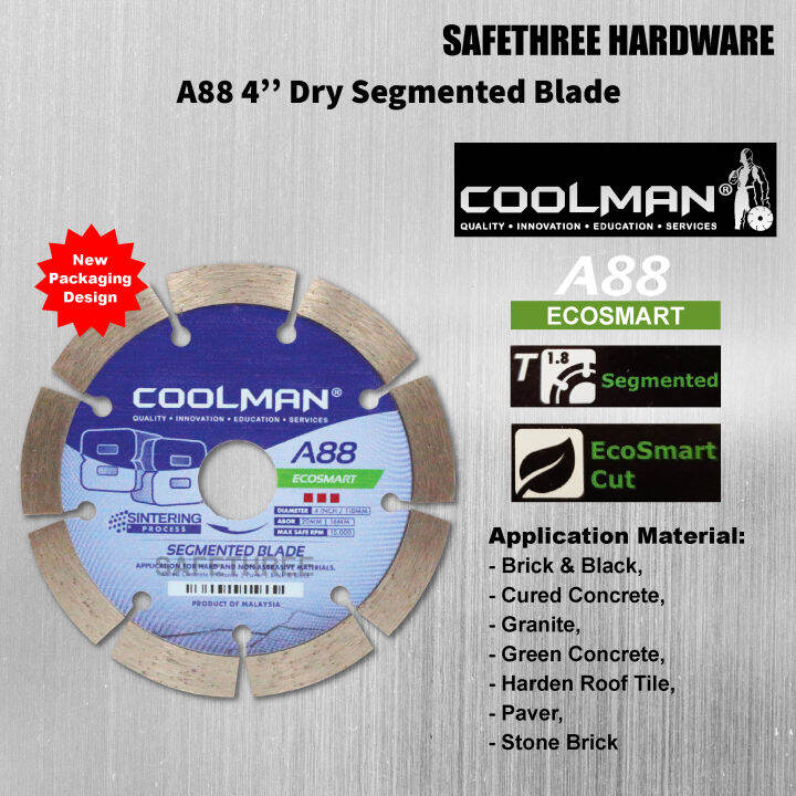 Coolman A88 4'' (110mm) Eco Smart Diamond Cutting Blade Dry Segmented
