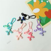 Cute Cartoon Balloon Dog Keychain Bag Ornament Colorful Resin Animal Pendant Metal Car Key Chains Decoration Gift for Women Key Chains