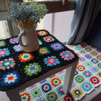 15in Handmade Crochet Blanket Tablecloths granny square throw Seat Cushion home Decor Coaster Mat Pad 40X40cm