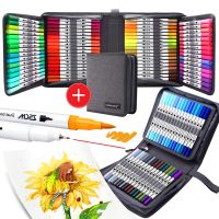 100 Colors Brush Pens Markers Set Dual Tips Fine Drawing Adult Coloring Books Sketching Planner School Supplies Child Gifts