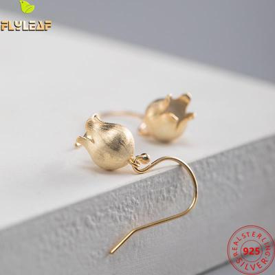 Real 925 Sterling Silver Jewelry Flower Bud Hook Earrings For Women Original Design Femme Vintage Accessories 2022 New