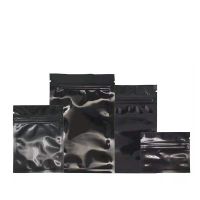 1000Pcs Black Aluminum Foil Food Bag Zip Lock Packaging Bags Snack Bean Tea Packing Pouches Self Seal Ziplock Zipper Glossy Bag Food Storage Dispenser