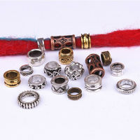 10Pcsset Retro Alloy Viking Hollow Round Hair Braid Dread Beard Dreadlock Beads Rings Tube for Hair Accessories Hole Size 4-6mm