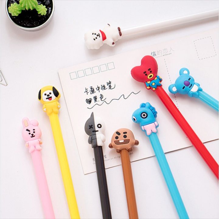 8pcsset-bt21-cute-black-ink-gel-pen-kawaii-cartoon-ballpoint-school-stationery-kpop