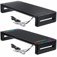 RGB โต๊ะตั้งขาตั้งจอภาพคอมพิวเตอร์พร้อม USB3.0คีย์บอร์ดพอร์ตเมาส์ชั้นวางของแร็คหน้าจอพร้อมชั้นวางลิ้นชัก