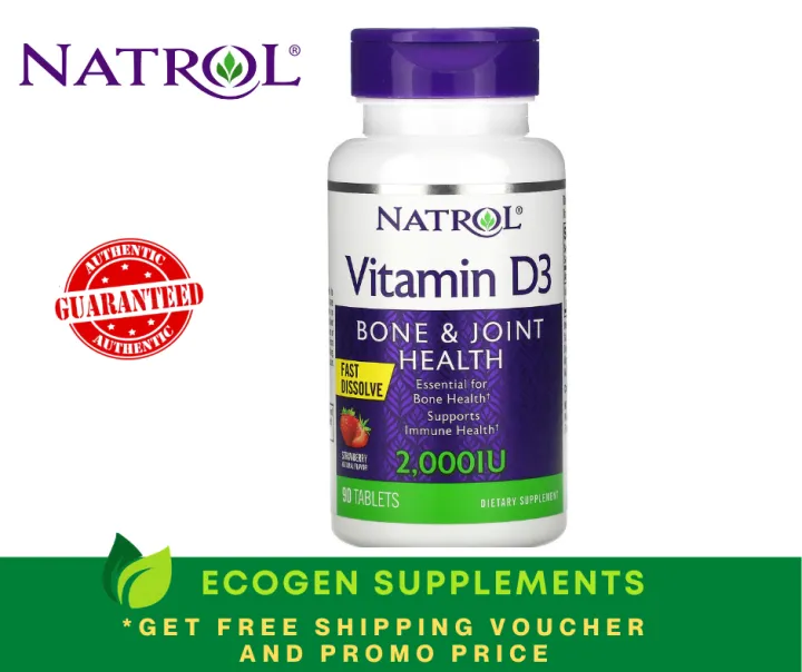 Natrol, Vitamin D3, Bone & Joint Health, Strawberry , 2,000 IU, 90 Tablets Lazada PH