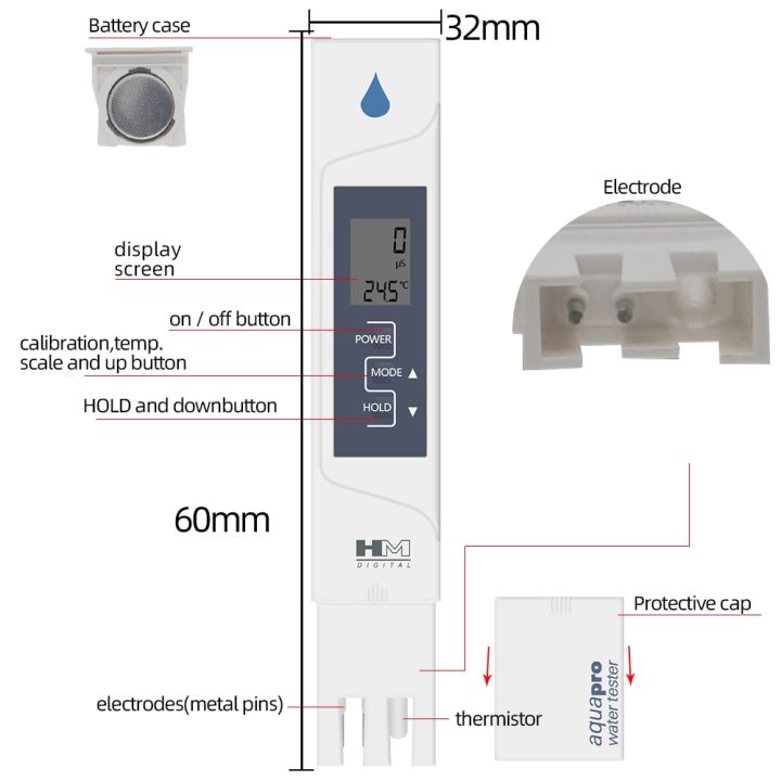 sale-wortiedarko1974-hm-ec-เครื่องทดสอบอุณหภูมิ-ec-temp-2-in-1ฟังก์ชั่นวัดค่าการนำไฟฟ้าอุปกรณ์ทดสอบคุณภาพน้ำเครื่องทดสอบ-ec-สำหรับสระว่ายน้ำลด30