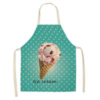 Dessert Cone Ice Cream Print Apron Household Cleaning Women Kitchen Cleaning Apron Parent Child Cleaning Sleeveless Apron Aprons