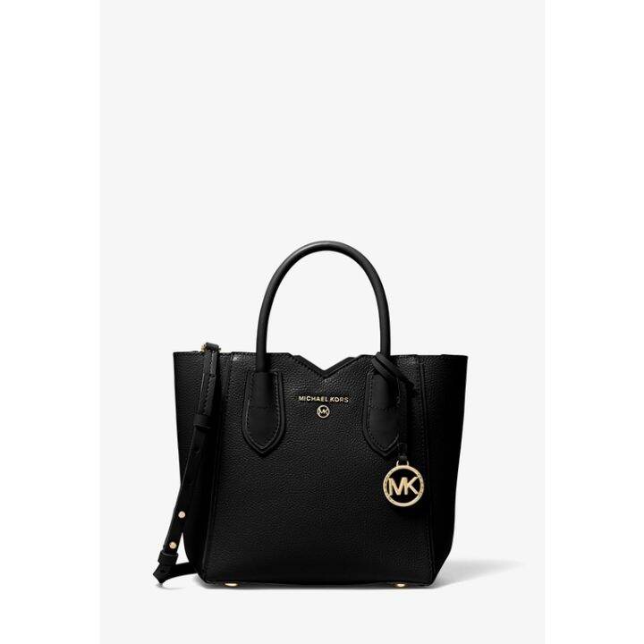 Michael Kors Mae Small Pebbled Leather Messenger Bag Black Lazada