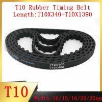 ☁ T10 Trapezoidal Tooth Rubber Closed-loop Timing Belt Width 10/15/16/20/32mm Spacing 10mm Length T10-340 T10-1390 Synchronization