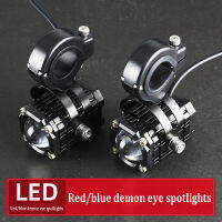 2x Strobe Evilleye ไฟสปอร์ตไลท์ LED สีเหลืองอำพันสีขาวแบบสองสีสำหรับไฟหน้ารถจักรยานยนต์ไฟตัดหมอกโคมไฟสปอตไลท์ด้านหน้า