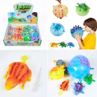 4PcsSet Kids Funny Blowing Inflatable Animals Dinosaur Balloons Novelty Toys Anxiety Stress Relief Squeeze Ball Gift