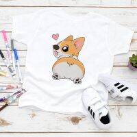 Kawaii Corgi Sweet Style Girls Clothes Cartoon Animal Cute Kids T-shirt Summer Street Casual Toddler T Shirt Short Sleeve