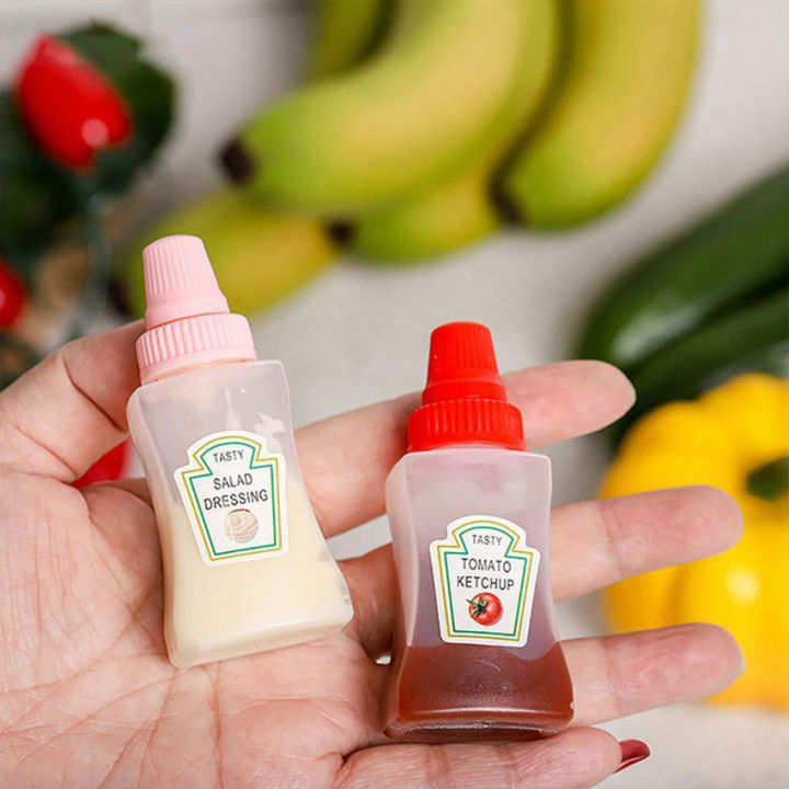 18pcs Lunch Box Condiment Containers With Droppers, Cute Design Plastic  Seasoning Dispenser Mini Salad Dressing/tomato Ketchup Bottles