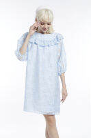 EP เดรสเชิ้ตผ้าโปร่งลายฟลอรัล ผู้หญิง สีฟ้า | Burnout Organza Floral Shirt Dress | 4551