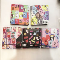 BT21กระเป๋าสตางค์ใบสั้น1ช่องอัลบั้มรูป1ช่องซิป1ช่อง Dompet Koin 2ช่องเสียบการ์ด Dompet Pelajar 2ช่องพิมพ์ลายการ์ตูน