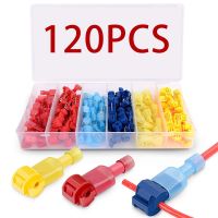 ☁✵ 120 Pieces T Electrical Connector Crimp Terminal Wire Terminal Quick Connector Male Female Insulated Splice