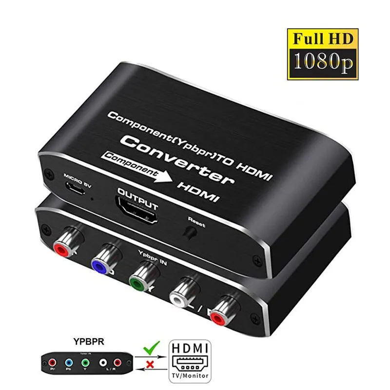 2020 Ypbpr To HDMI Converter 4K 60Hz Video Audio Converter Adapter For DVD Xbox To HDTV Monitor 5RCA RGB To HDMI | Singapore