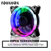 20 Pieces 92mm LED Fan 92x92x25mm DC 12V Led Fan CPU GPU Computer Case Cooling Cooler Fan 4PIN Temperature Control Cooling Fans