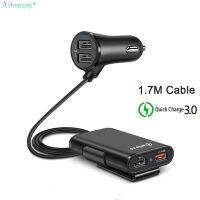 Aitemay QC 3.0ที่ชาร์จแบตในรถ4พอร์ต USB ที่ชาร์จแบตในรถ3.6ฟุตสายต่อขยายสำหรับโทรศัพท์มือถือ Samsung เครื่องชาร์จโทรศัพท์ในรถที่ชาร์จแบตในรถ