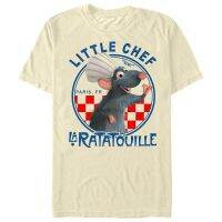 Ratatouille ผู้ชาย Little Chef Remy วงกลมเสื้อยืด 2022 แฟชั่นใหม่ตลกบุรุษเสื้อยืดสีเบจ