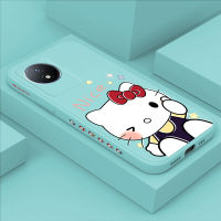 เคสโทรศัพท์พร้อมใช้สำหรับ Vivo Y02A Y02T การ์ตูนเคสโทรศัพท์น่ารักลายขอบสี่เหลี่ยมปลอกซิลิโคนของเหลวเคสป้องกันกล้องคลุมทั้งหมด