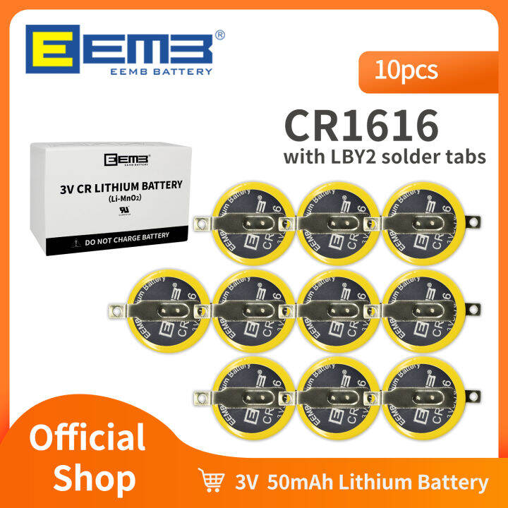 EEMB 10PCS CR1616 Solder Tabs CR1616 CR2025 CR2032 Battery Compatible