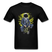 This Is How I Go To Work T Shirt Funny Mens T-shirt Cartoon Businessman Astronaut Spaceman Bicycle Rider Print Black T Shirts  C17S