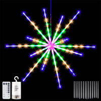 PAMNNY 112LED Hanging Exploding Star Firework String Light Battery Operated Christmas Fairy Lights Garland for Party Patio Decor