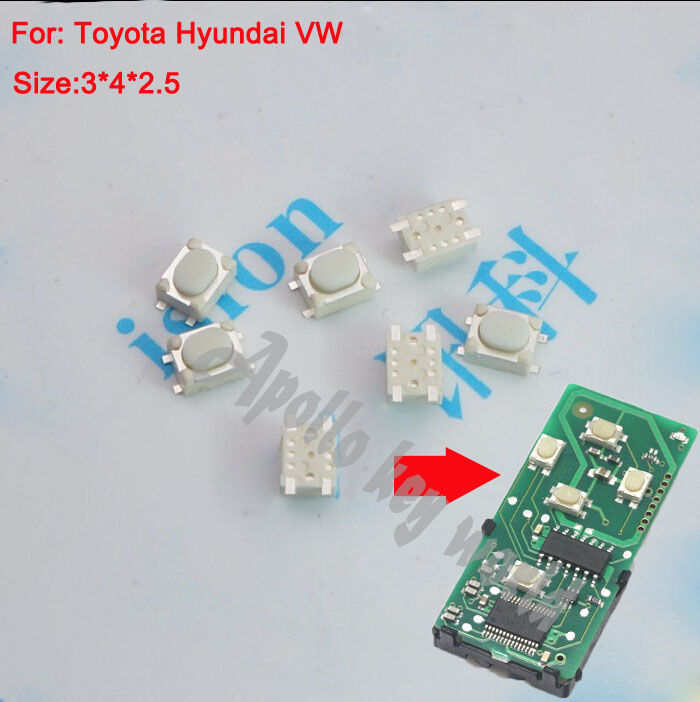 High Quality SMD Micro Switch Tactile Push Button For Toyota Hyundai VW Remote Key (3*4*2.5mm) 100PCSlot