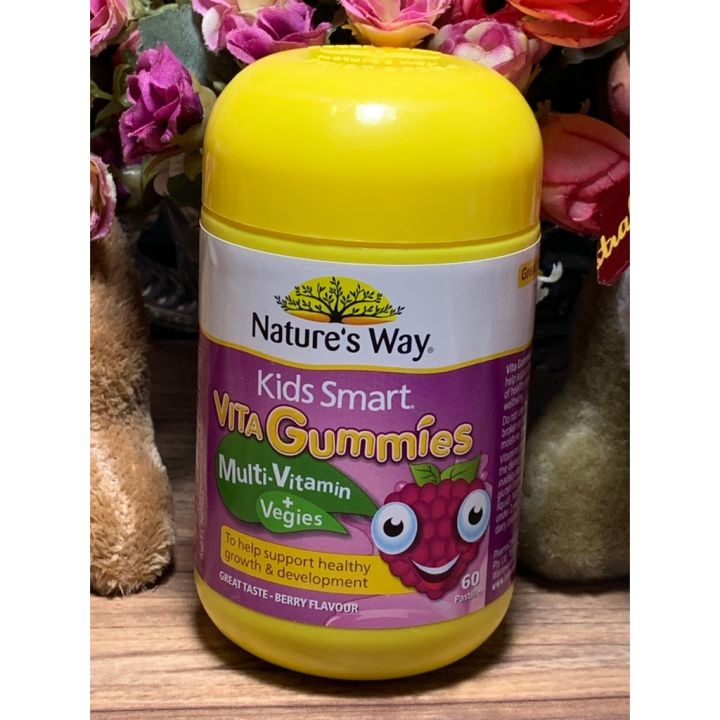 nature-s-way-kids-smart-vita-gummies-multi-vitamin-amp-vegies-เยลลี่-ผสมวิตามินรวม-ผสมผักและผลไม้-รสองุ่น-จากออสเตรเลีย