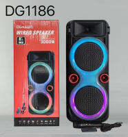 ตู้ลำโพงขยายเสียงเคลื่อน 8นิ้ว ดอกคู่ ( 8"x2ดอก ) รุ่น DG-1186 ลำโพงพกพา รองรับบลูทูธ MP-3 ฟรีไมค์สาย 1ตัว