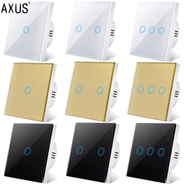 ใหม่-axus-eu-ac100-240v-แก้วคริสตัลสีขาวเทมเปอร์สวิตช์สัมผัสแผงไฟผนังสวิตช์ปุ่มเซ็นเซอร์1-2-3โคมไฟ-interruttore-จุดจ่ายไฟ-swi
