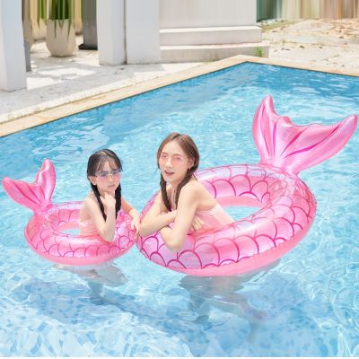 Mermaid Pool Float Circle Inflatable Swimming Ring Adult Pool Floating Kids Ring Swim Pool Toys For Beach Party Air Mattress